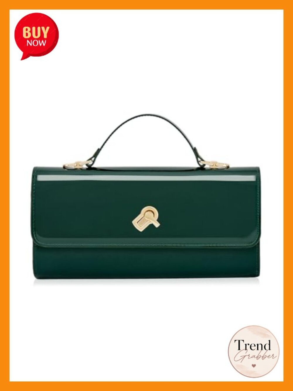 Metallic PU Leather Evening Clutch Purse Square Box Handbag with Twist Lock